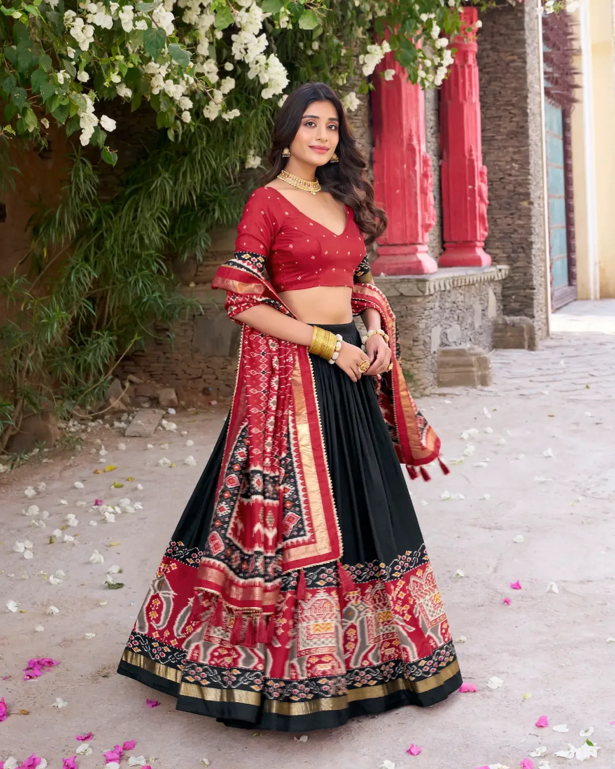 Festive Foil Patola Tussar Silk Lehenga Choli with Dupatta