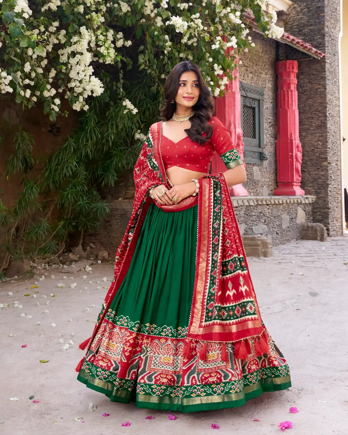 Festive Foil Patola Tussar Silk Lehenga Choli with Dupatta
