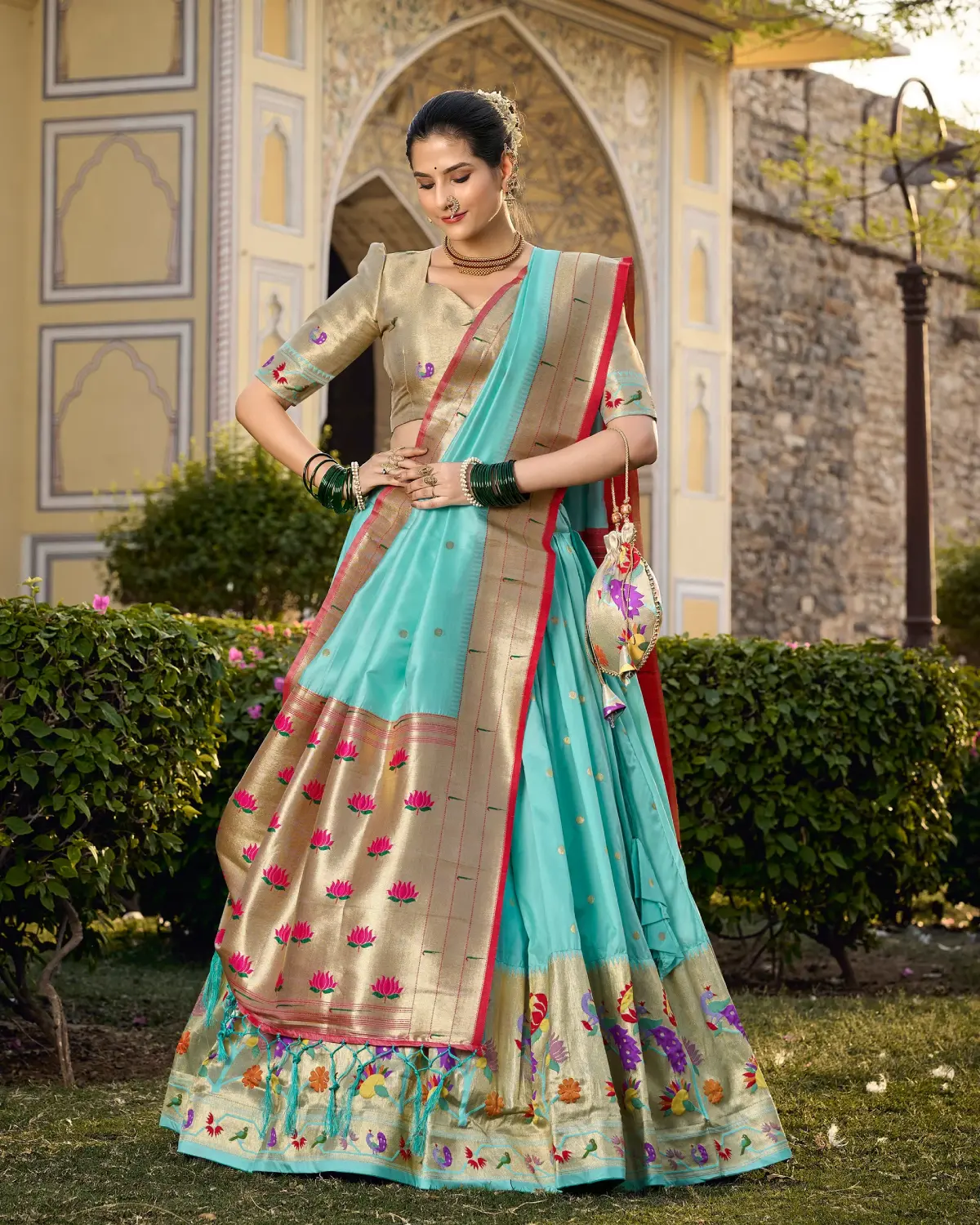 Royal Paithani Jacquard Silk Lehenga Choli with Zari Work