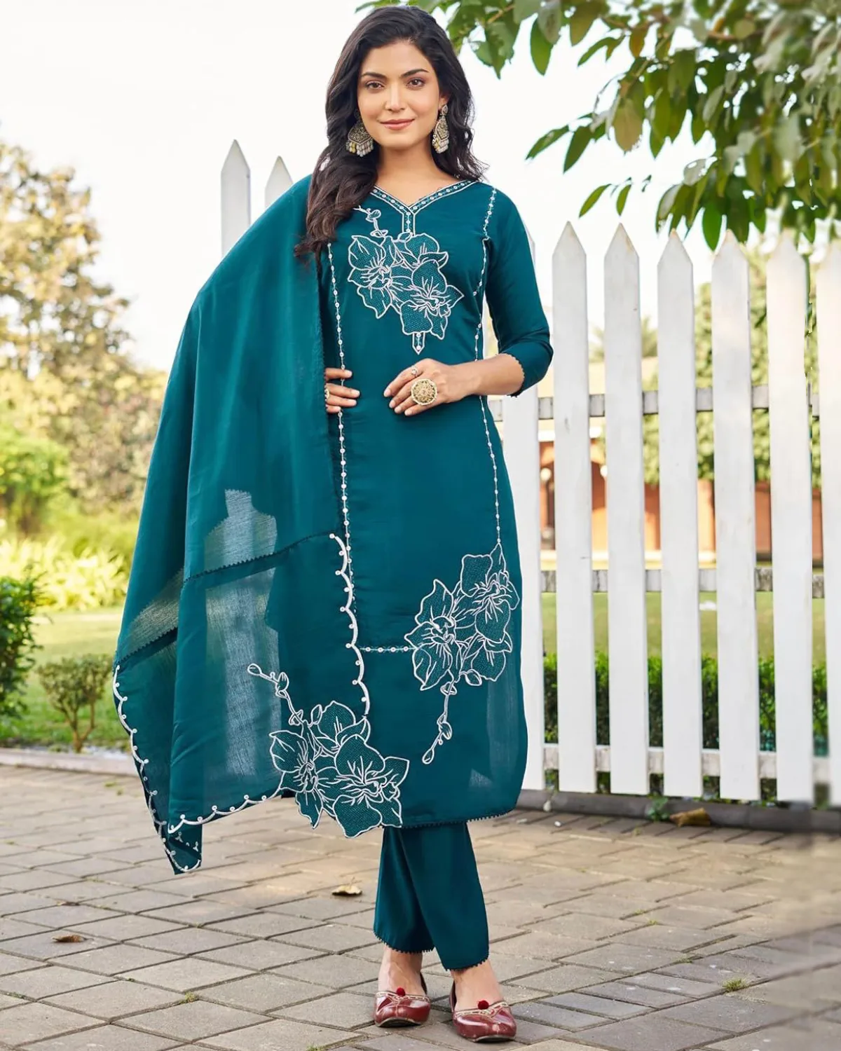 Premium Cotton Blend Kurta Pant Set with Dupatta for Women