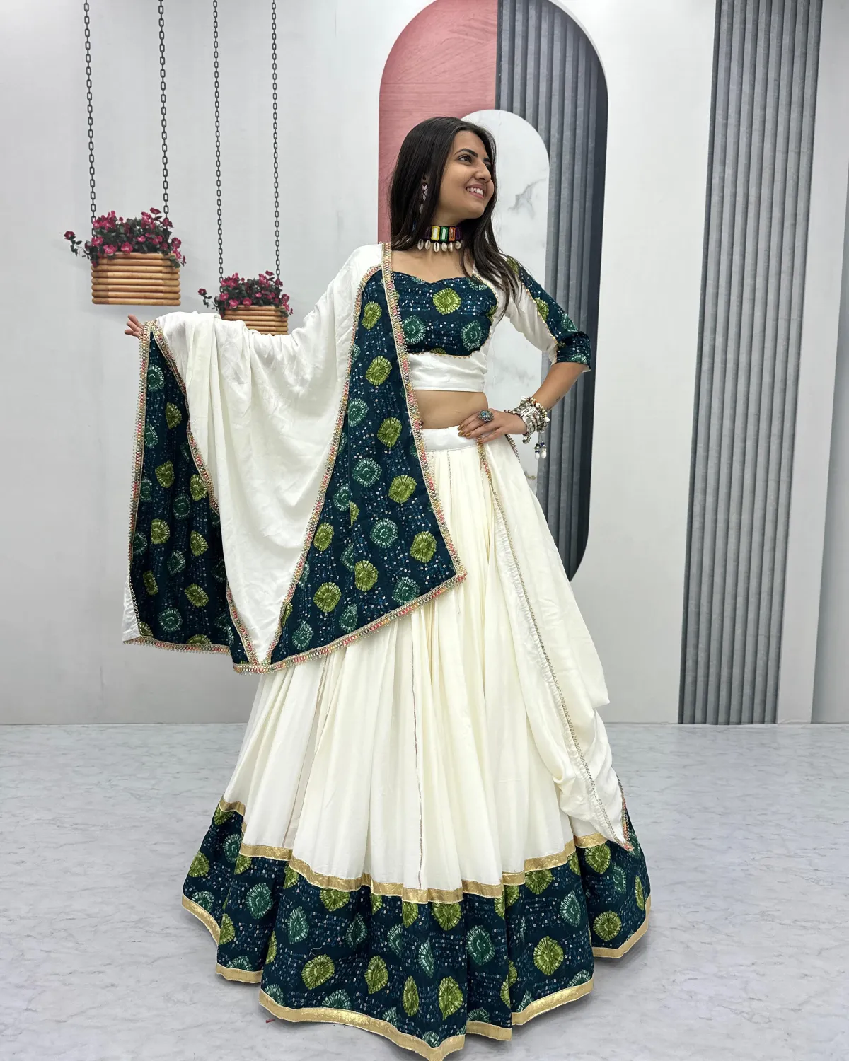 Gujarati Glamour Premium Cotton Lehenga Choli with Zari Work