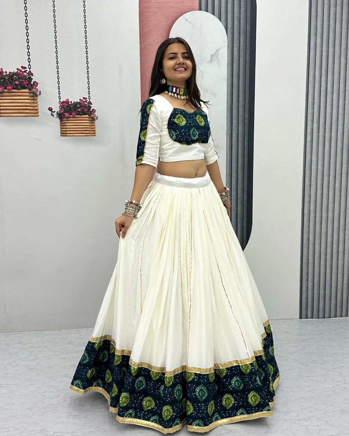 Gujarati Glamour Premium Cotton Lehenga Choli with Zari Work