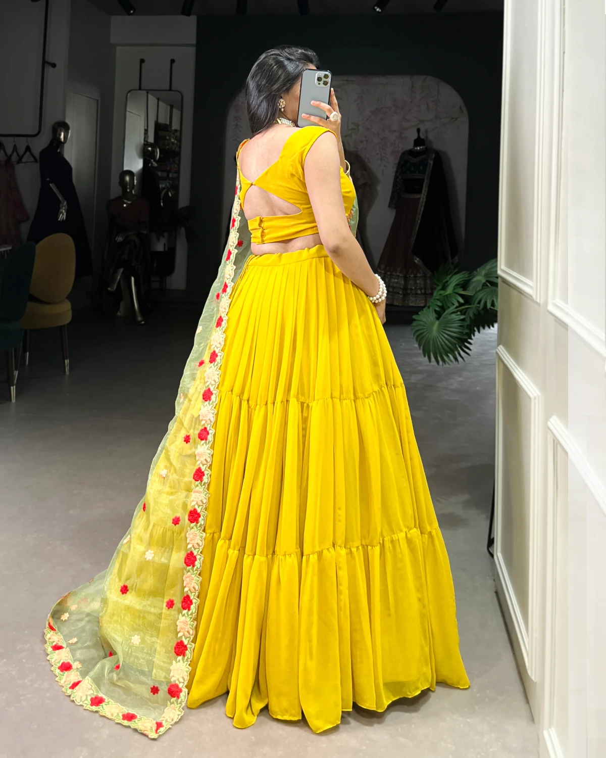 Haldi Special Georgette Lehenga with Hand Embroidery Dupatta
