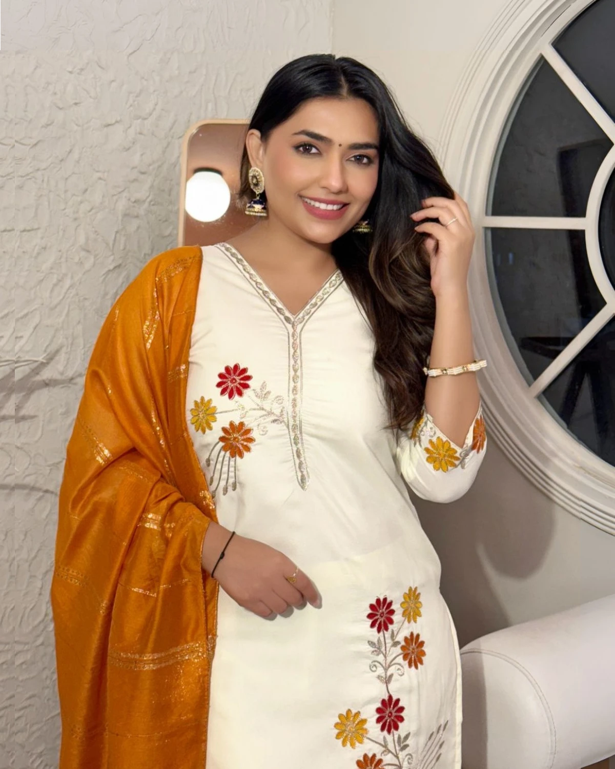 Elegant Party Wear Cotton Silk Kurti Set with Dupatta