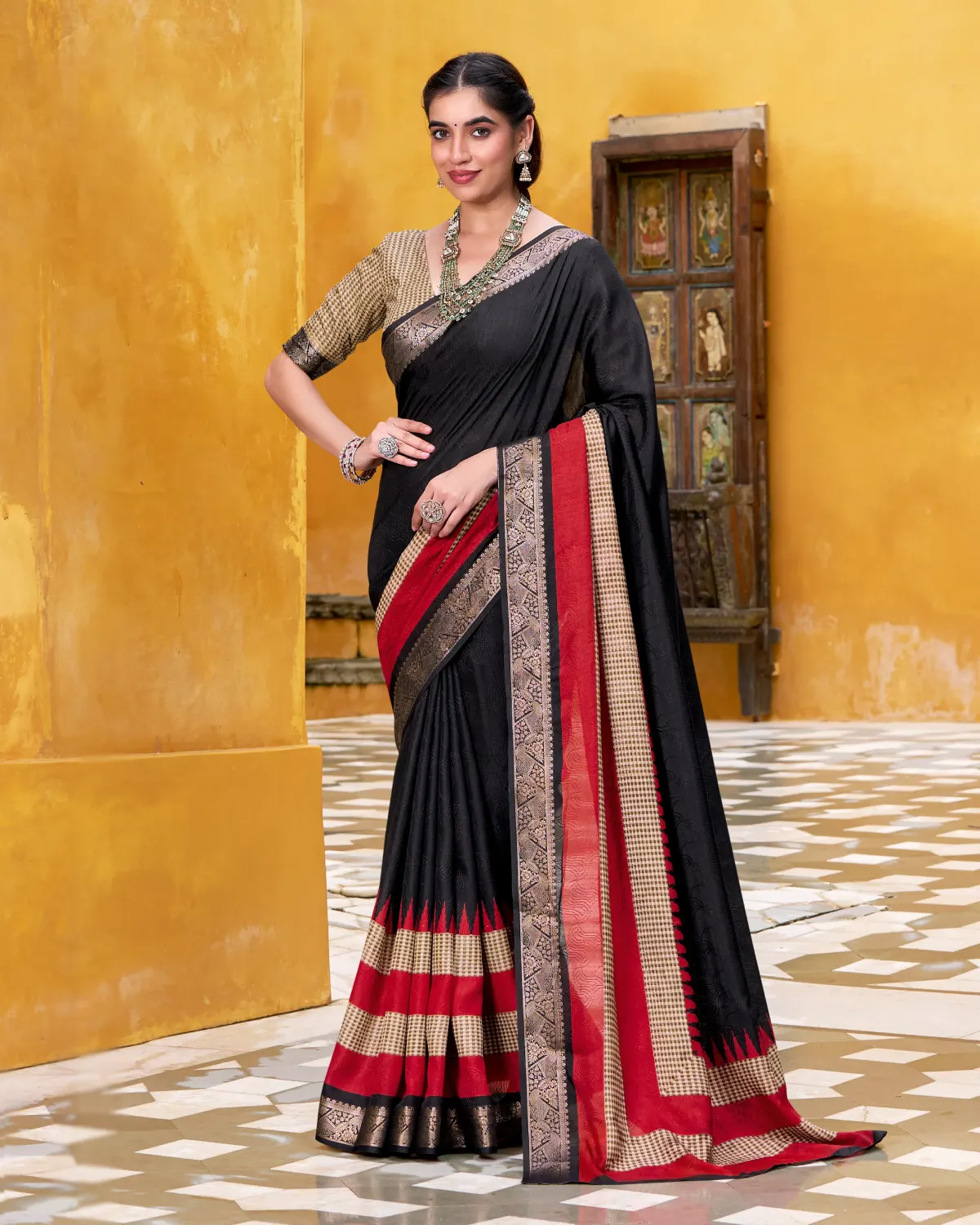 Classic Indian Aura Poly Cotton Saree with Zari Weaves