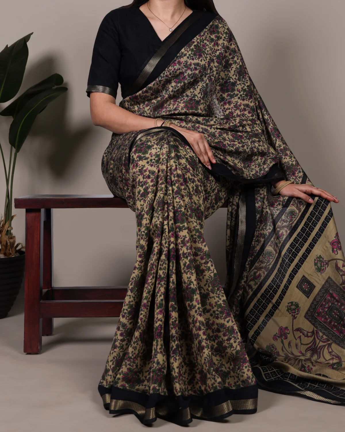 Festive Glow Chanderi Cotton Saree with Printed Zari Weaving