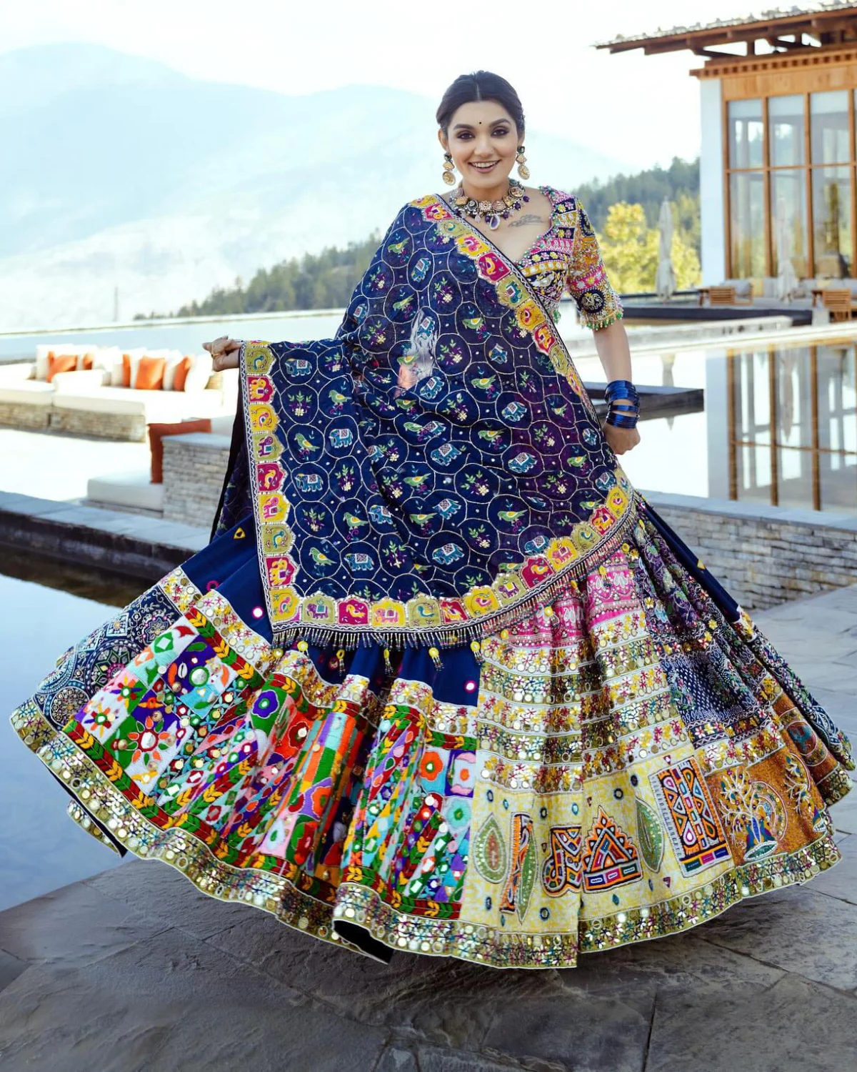 Cotton Mirror Work Lehenga Choli