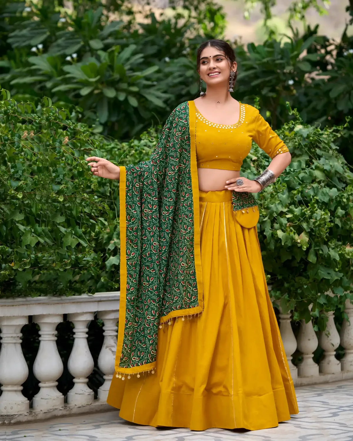 Navratri Special Yellow Pure Cotton Gota Patti Lehenga Choli